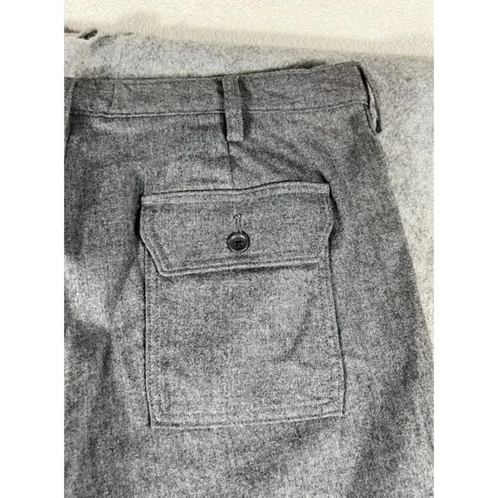 Banana Republic Wool Dress Pants Mens 38 Gray Fatigue Pocket Wide Leg Minimalist